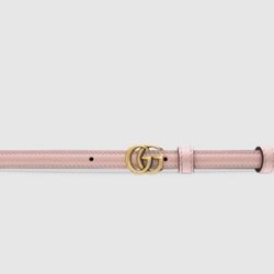 Gucci NWOT Women's Thin Patent Mousse GG Marmont Powder Belt Leather Pastel Pink