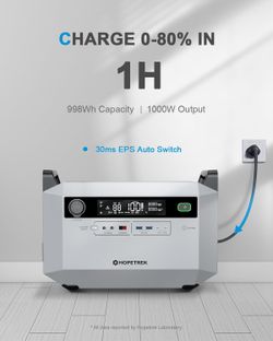 Portable Power Station EnerCube 1000,Solar Generator with 998Wh LiFePO4 Battery 1000W, 11 output Ports, 3 AC Outlets(120V/1000W), 2 USB-C(100W), for O