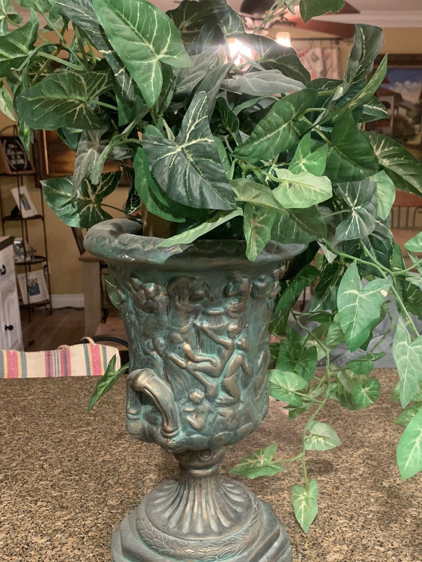 Very heavy vase and fake plant