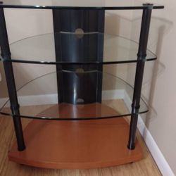 TV media stand/ corner display/ entertainment with glass shelves 