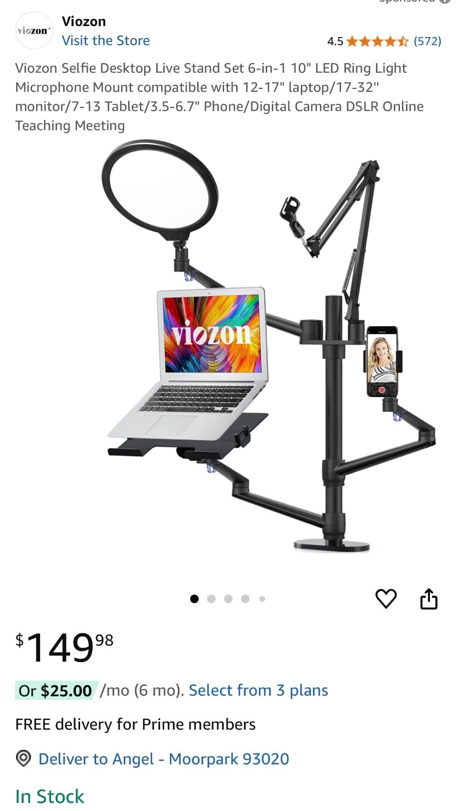 Viozon Selfie Desktop Live Stand Set 6-in-1