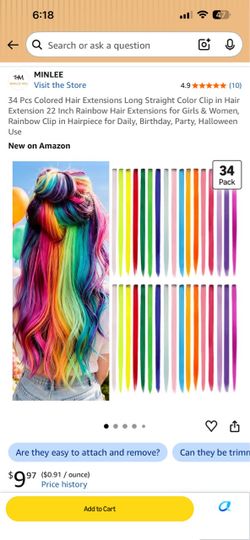 22” 35 Pcs Colored Synthetic Hair Extensions