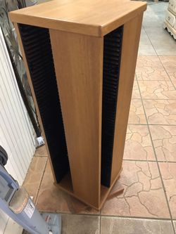 Solid teak wood rotating CD stand