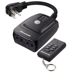 *NEW* Outdoor Timer for Lights, 100FT Remote Control with 2 Outlets