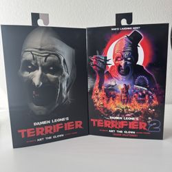 NECA Terrifier Art the Clown + Terrifier 2 Blood Splattered Figure Bundle
