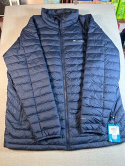 Columbia White Out Omni Heat Puffer Jacket Mens 2XT Navy Blue NWT