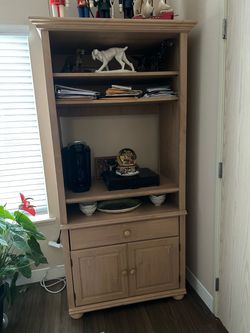 Tall Wood Bookcase with Cabinet/tv armoire