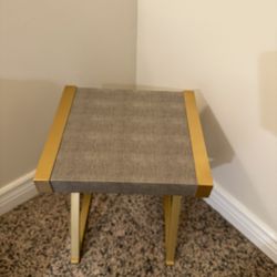 Gray/Taupe Leather Look And Gold-- Side/End table 