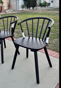6X Black solid wood dining chairs