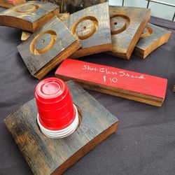 Whiskey Barrel Shot Glass Stand for Drinking Games and/or Parties