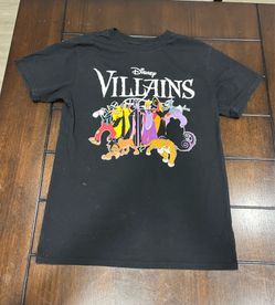 Disney Villains T Shirt Size M Black Graphic Crew Neck Tee Poly Cotton Blend