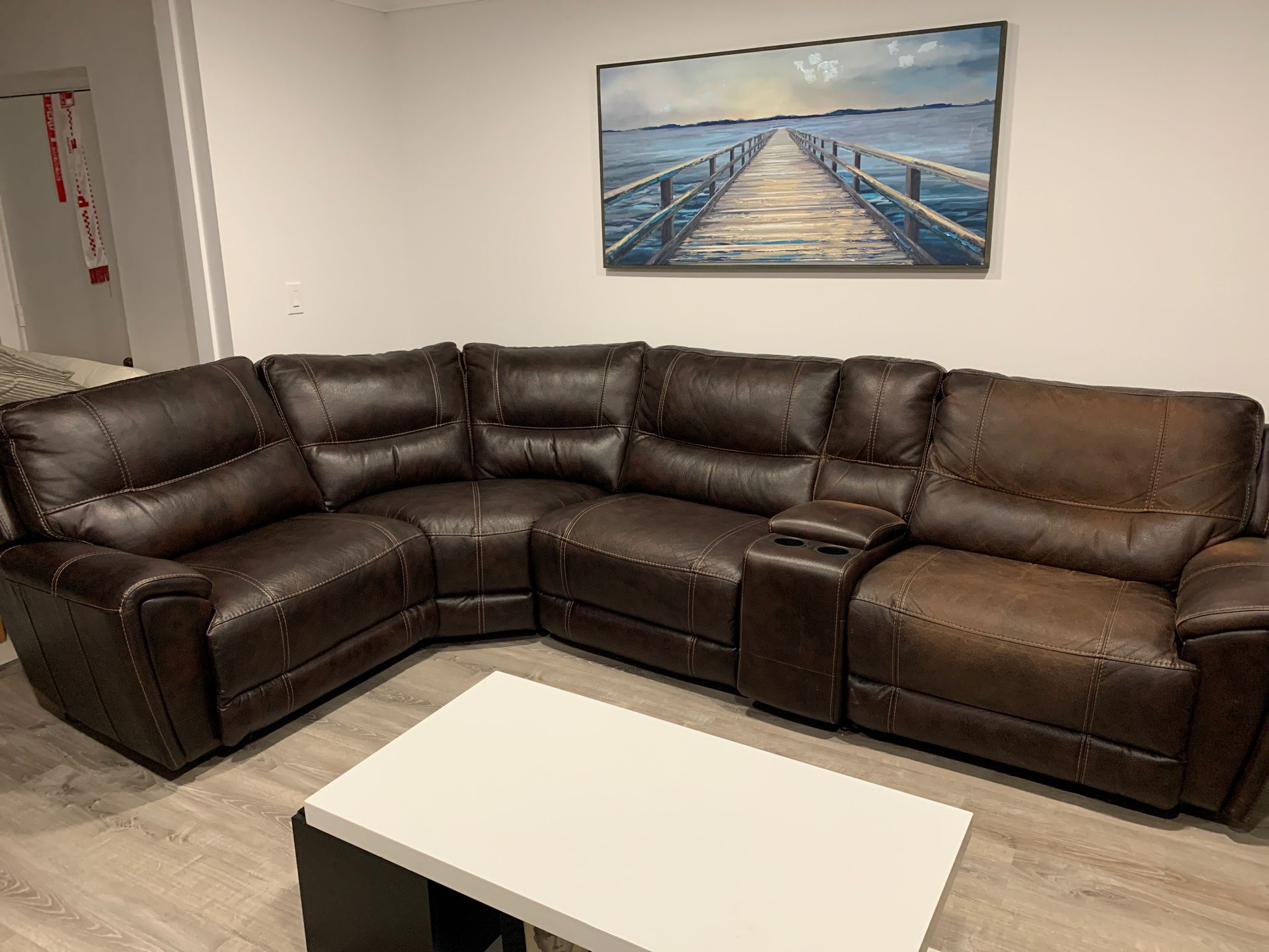 Sofa leather reclining sectional