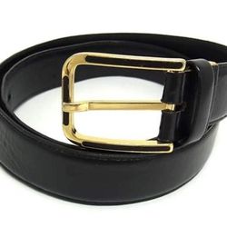 Dunhill Men’s Leather Belt w/ Gold Buckle, Authentic