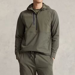 RLX Ralph Lauren Men Size S Performance Terry Half Zip Hoodie Green New Pullover