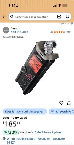 Tascam DR-22WL Portable Audio Recorder