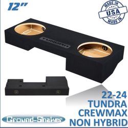 Black 12" Dual Sealed Sub Box, Fits 22-24 Toyota Tundra Crew-Max (Non-Hybrid)