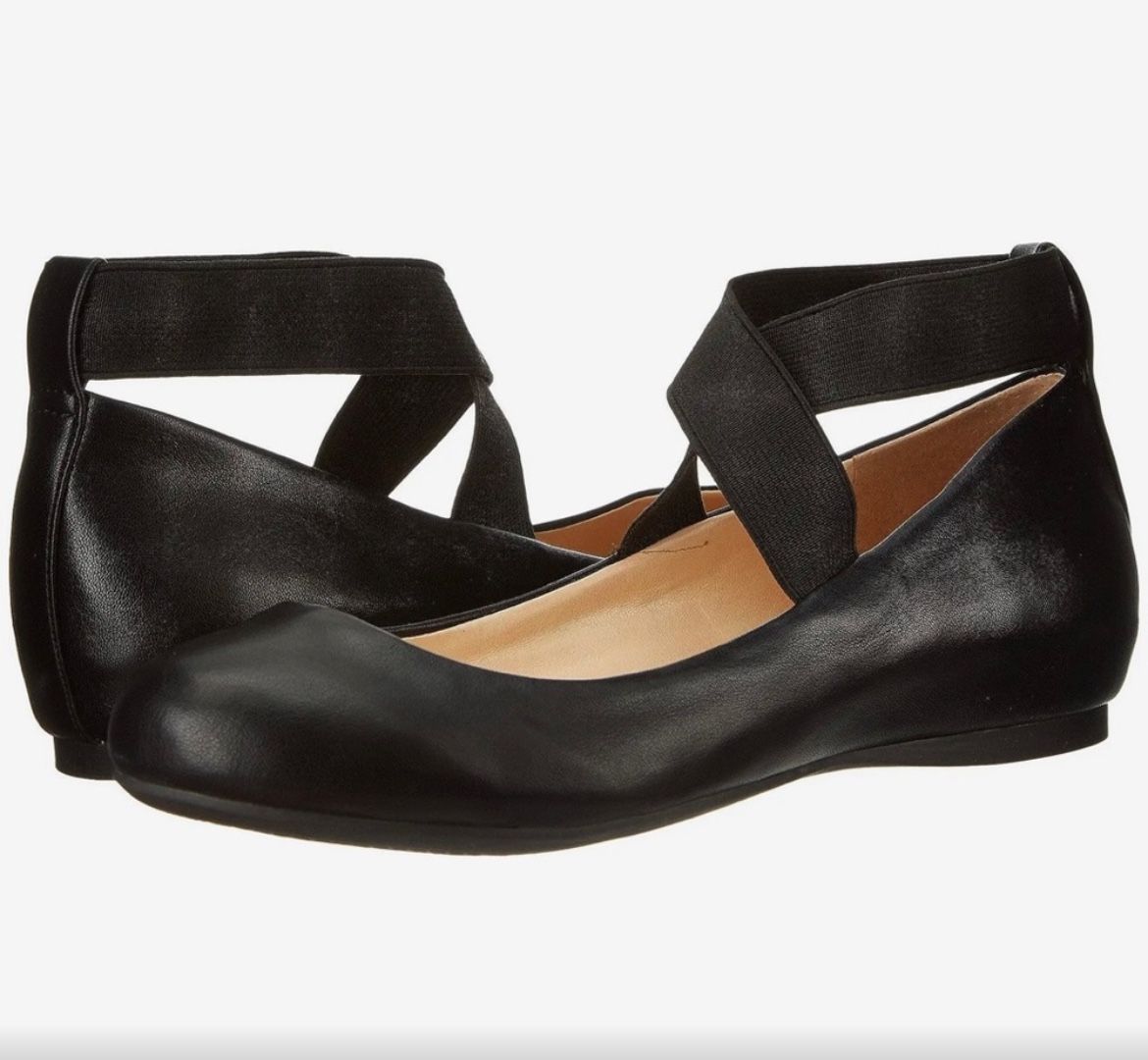 Jessica Simpson JS Mandayss Black Ballet Flats with Criss Cross Ankle Straps