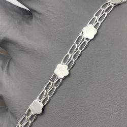 Solid 925 Sterling Silver Flower Bracelet – 7”