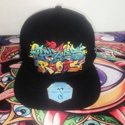 Grassroots Calif. Nicko Swiss Trip Snapback Hat Colorful Graffiti Design L/XL