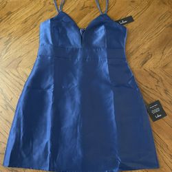 Beautiful New with Tags Navy Blue Lulus Sleeveless Spaghetti Strap Mini Dress - Medium