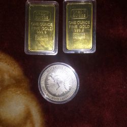 .999 Gold Bar / 1oz Silver Coin