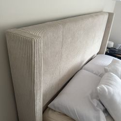 Cream Corduroy Bed frame (Great Condition) Fairly New 