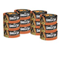 Gorilla Black Duct Tape, 1.88" x 12 yd, Black, (Pack of 12)