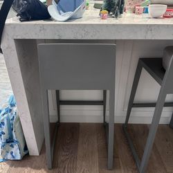 3 Grey Wood Counter Stools 