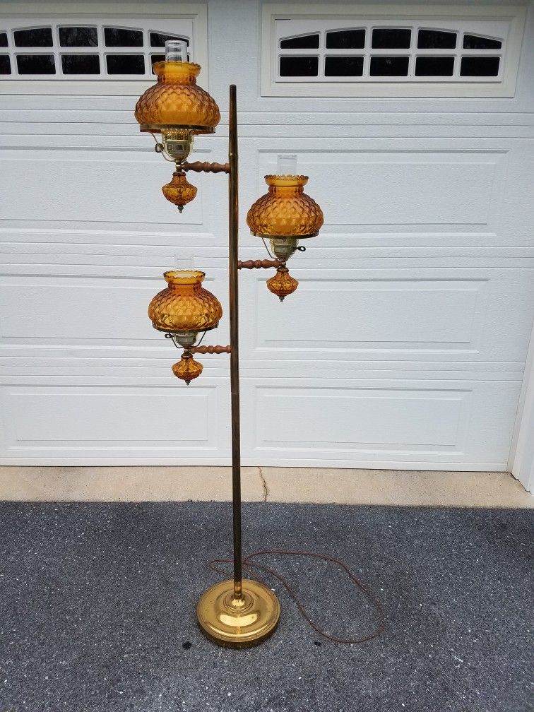 Vintage Amber Pole Lamp 