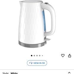 BLACK+DECKER 1.7L Cordless Electric Kettle, KE1560W, Premium Texture, Water Window, Rapid Boil, Auto Shutoff, White