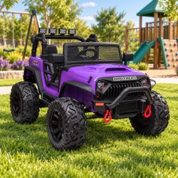 New Big Electric Car TOYSCAR Remote Control 2 Seater 24V Off Road Great Adventure Leather Seat Doors Open Double Motor Load 35kg Purple New in Box JC