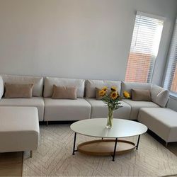 143" Wide Right Hand Facing Sofa & Chaise with Ottoman