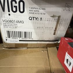 VIGO Orchid 39 in. H x 4 in. W 2-Jet Shower Panel System with Square Head and Hand Shower Wand in Matte Brushed Gold