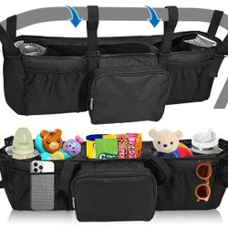 Double Stroller Organizer Stroller Caddy Two Insulated Cup Holders