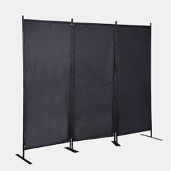 6Ft 3-Panel Metal Folding Room Divider, Modern Freestanding Privacy Partition