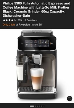Philips 3300 Fully Automatic Espresso Machine with LatteGo