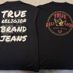 True Religion Brand Jeans Men’s Script + Circular Tees T-Shirts New Lot Pair Bundle