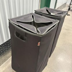 Two gray clothes hampers , 14 “ x 14”, 26” high $25 each