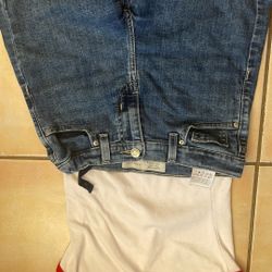 Plain Tank Top With Jeans Shorts, Dark Wash