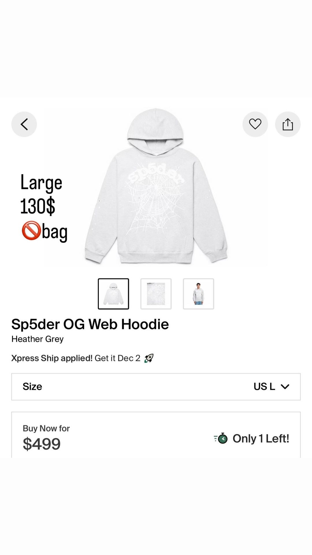 Grey Spider hoodie
