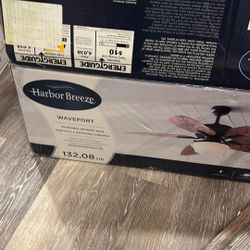 Harbor Breeze Waveport 52-in Outdoor Downrod or Flush Mount Aged Bronze with Brown Blades Ceiling Fan With Light ( 5 -Blade )