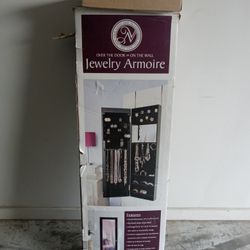 BLACK Real Wood JEWELRY ARMOIRE 