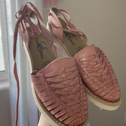 Pink Huaraches Mexican Leather Sandals 