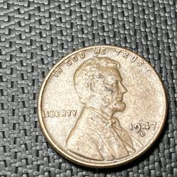 1947 D Lincoln Wheat Cent Penny Coin 