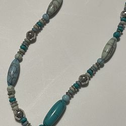Chaps 36” Necklace Turquoise Silver