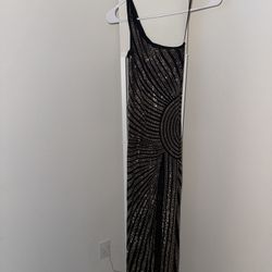 Black Sparkly Slit Dress