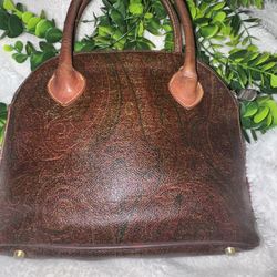 EUC Etro Leather Paisley Coated Canvas & Vachetta Small handbag
