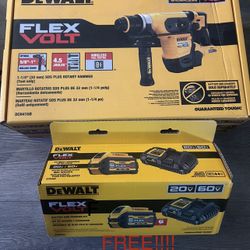 🔥Dewalt Flexvolt 60V Cordless 1-1/4 in. SDS Plus Rotary Hammer- FREE BATTERY & CHARGER - TE REGALO LA PILA Y CARGADOR CON LA COMPRA  DEL DEMOLITION
