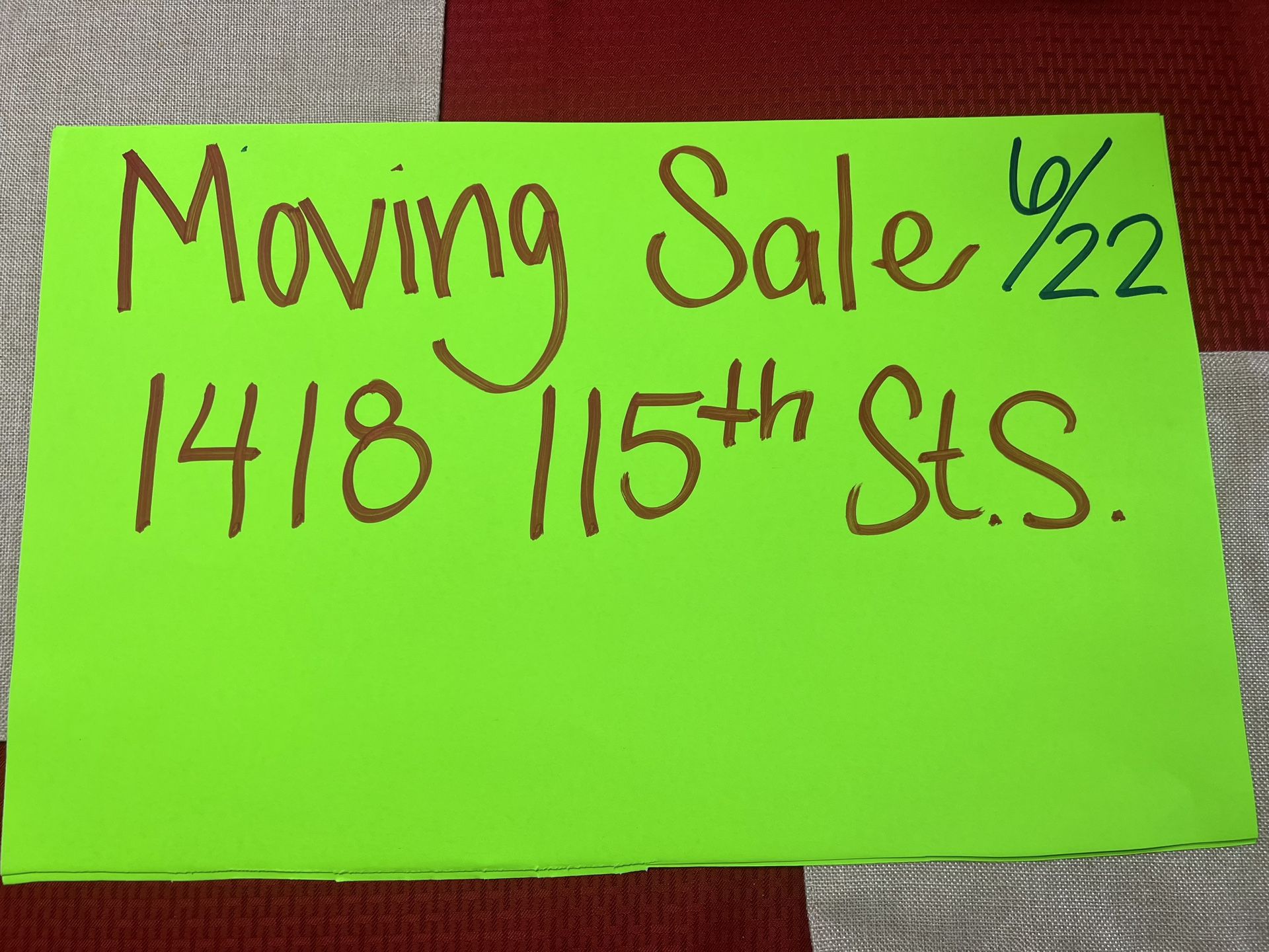 MOVING SALE 06/22