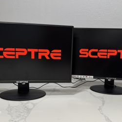 Pair of 24 inch Sceptre Monitors with Built in Speakers